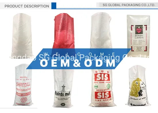 GRS SGS Fabbrica certificata all'ingrosso Polipropilene vergine BOPP laminato 25 kg 50 kg PP Tessuto Sacco vuoto Riso Mais Mangime per cereali Sementi Zucchero Farina Frumento Borsa per imballaggio